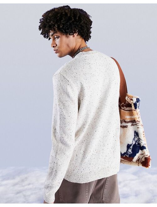 ASOS DESIGN knit speckled yarn sweater with ski applique