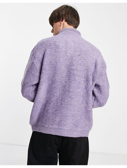 ASOS DESIGN knitted plush half zip sweater in lilac