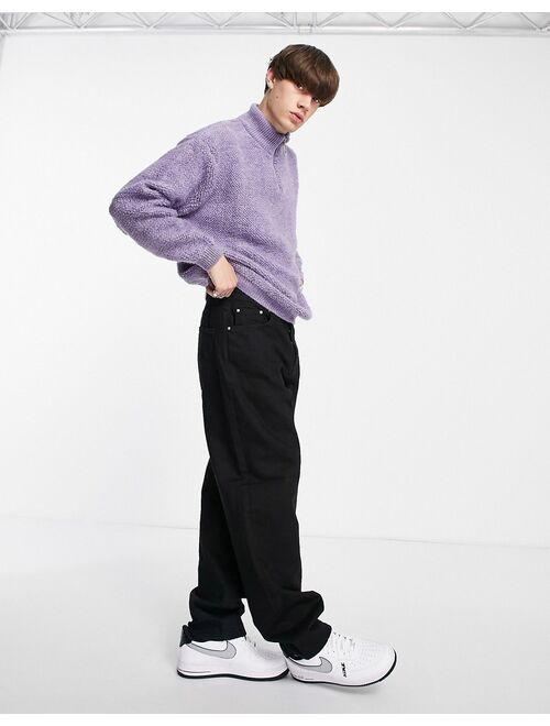 ASOS DESIGN knitted plush half zip sweater in lilac