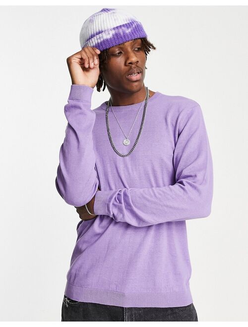 ASOS DESIGN knitted cotton sweater in lilac