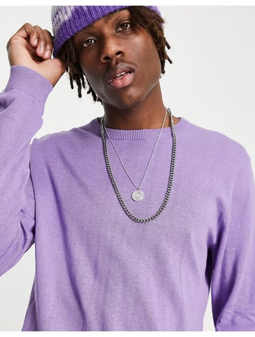 ASOS DESIGN knitted cotton sweater in lilac