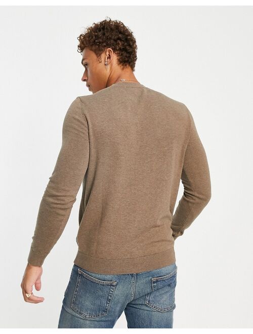 Selected Homme knit crew neck sweater in brown