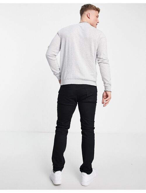 ASOS DESIGN knitted cotton sweater in light gray heather