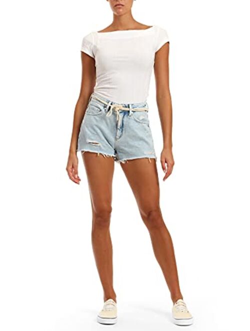 Mavi Women's Rosie High Rise Boyfriend Denim Shorts