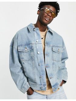 oversized denim jacket in tinted light wash blue