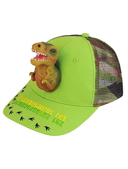 Nwk Boys Sun Hats 3D T-rex Jurassic Dinosaur Baseball Caps Cotton Funny Snapback Birthday Crazy Hats for Boys Kids