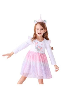 Toddler Girls Dresses Polyester Tutu Tulle Dresses Party Birthday Outfit Knee-Length 2-8Y Summer Fall Winter.