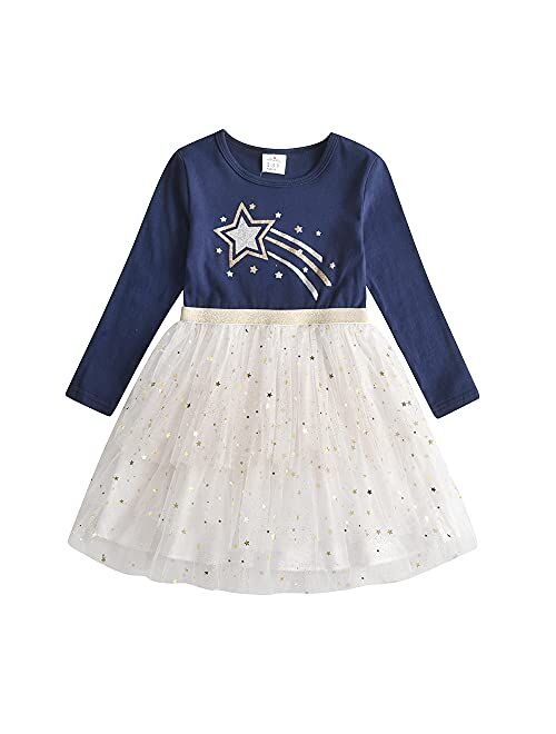 VIKITA Toddler Girls Dresses Polyester Tutu Tulle Dresses Party Birthday Outfit Knee-Length 2-8Y Summer Fall Winter.