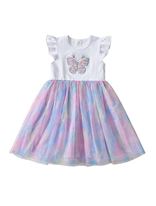 VIKITA Toddler Girls Dresses Polyester Tutu Tulle Dresses Party Birthday Outfit Knee-Length 2-8Y Summer Fall Winter.