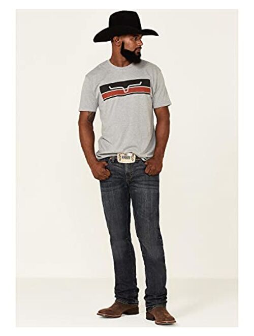 Kimes Ranch Men's Grey Broken Stripe Logo Short Sleeve T-Shirt