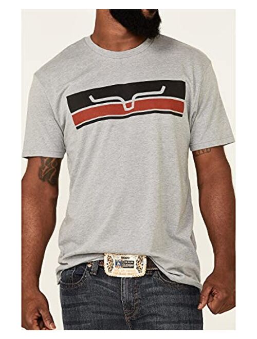 Kimes Ranch Men's Grey Broken Stripe Logo Short Sleeve T-Shirt