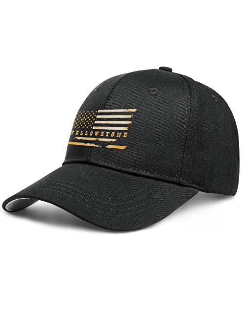 Pionism Yellow Dutton Ranch Brand Logo Men's Adjustable Hat Black