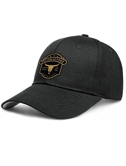 Pionism Yellow Dutton Ranch Brand Logo Men's Adjustable Hat Black