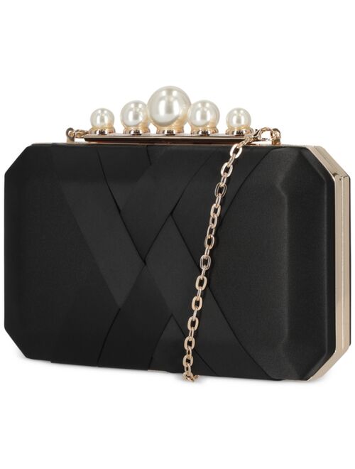 INC International Concepts Lindsayy Imitation Pearl Satin Clutch, Created for Macy's