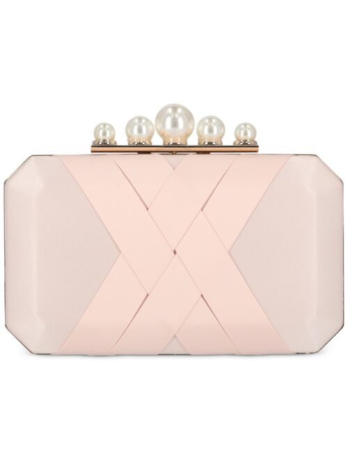 INC International Concepts Lindsayy Imitation Pearl Satin Clutch, Created for Macy's