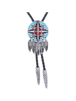 Amadw Bolo Tie Dreamcatcher Indian Feather Western Cowboy Tie Costume Accessories For Men Women