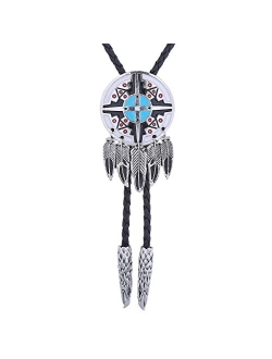 Amadw Bolo Tie Dreamcatcher Indian Feather Western Cowboy Tie Costume Accessories For Men Women