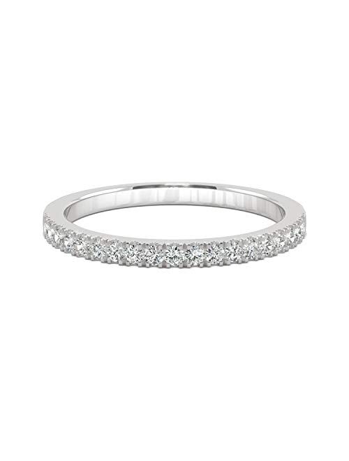 14K White Gold 1.5mm Round Moissanite Wedding Band, 0.29cttw DEW by Charles & Colvard