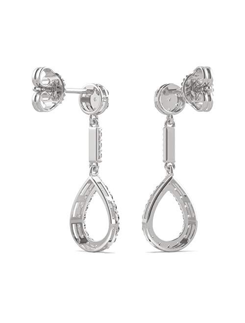 14K White Gold Moissanite by Charles & Colvard 1.3mm Round Drop Earrings, 0.52cttw DEW