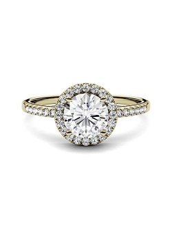 Charles & Colvard Created Moissanite 6.5mm Round Cut Engagement Ring for Women | 1.3 cttw DEW | Lab Grown | Solid 14K Gold