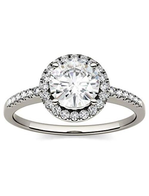 Charles & Colvard Created Moissanite 6.5mm Round Cut Engagement Ring for Women | 1.3 cttw DEW | Lab Grown | Solid 14K Gold