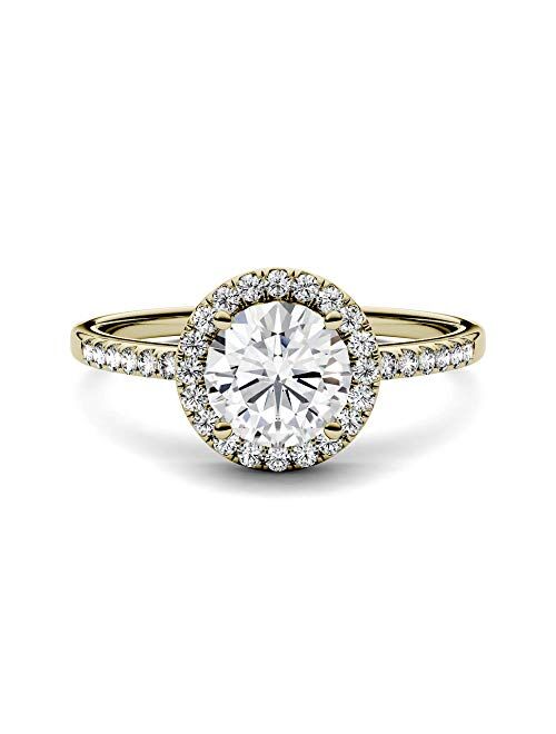 Charles & Colvard Created Moissanite 6.5mm Round Cut Engagement Ring for Women | 1.3 cttw DEW | Lab Grown | Solid 14K Gold