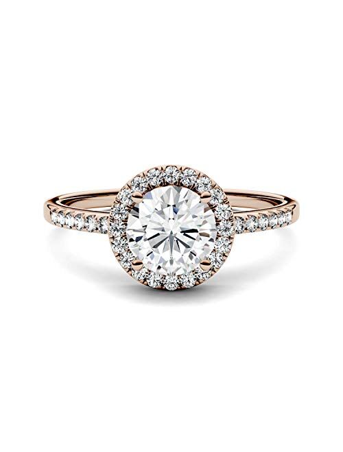 Charles & Colvard Created Moissanite 6.5mm Round Cut Engagement Ring for Women | 1.3 cttw DEW | Lab Grown | Solid 14K Gold