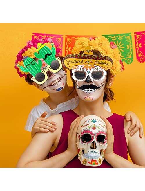 Flutesan 2 Pairs Fiesta Party Supplies Glasses Mexican Themed Costume Sunglasses Sombrero Cinco De Mayo Day of the Dead Decorations Cactus Funny Sunglasses Photo Booth Pr