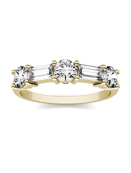 Charles & Colvard Created Moissanite 5x2mm Step Cut Baguette Fashion Ring for Women | 1.15 cttw DEW | Lab Grown | Solid 14K Yellow Gold