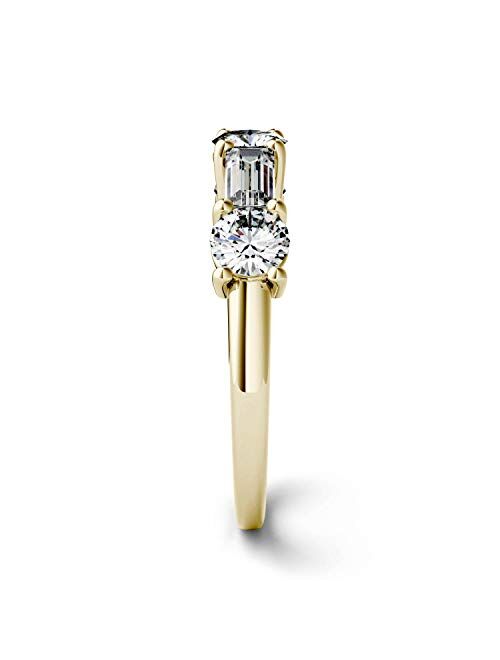 Charles & Colvard Created Moissanite 5x2mm Step Cut Baguette Fashion Ring for Women | 1.15 cttw DEW | Lab Grown | Solid 14K Yellow Gold