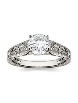 Forever One Round 6.5mm Moissanite White Gold Engagement Ring, 1ct DEW (D-E-F) by Charles & Colvard