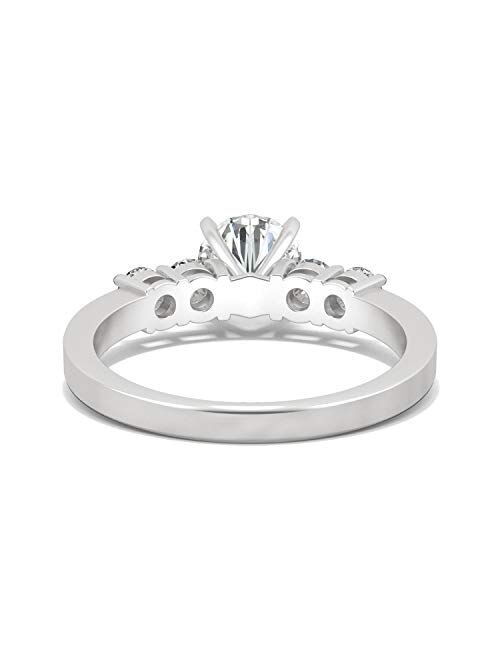 14K White Gold Moissanite by Charles & Colvard 6.5mm Round Engagement Ring, 1.40cttw DEW