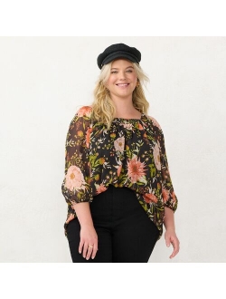 Plus Size LC Lauren Conrad Squareneck Peasant Top