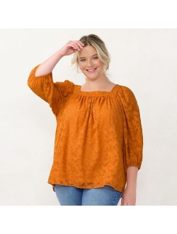 Plus Size LC Lauren Conrad Squareneck Peasant Top