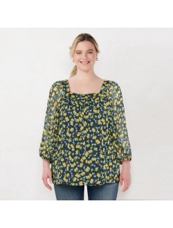 Plus Size LC Lauren Conrad Squareneck Peasant Top