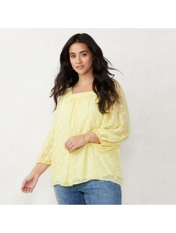 Plus Size LC Lauren Conrad Squareneck Peasant Top