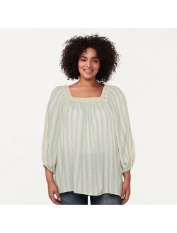 Plus Size LC Lauren Conrad Squareneck Peasant Top