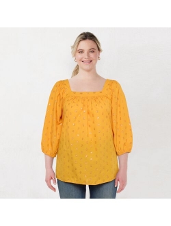 Plus Size LC Lauren Conrad Squareneck Peasant Top