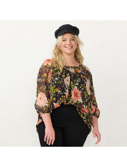 Little Co. by Lauren Conrad Plus Size LC Lauren Conrad Squareneck Peasant Top