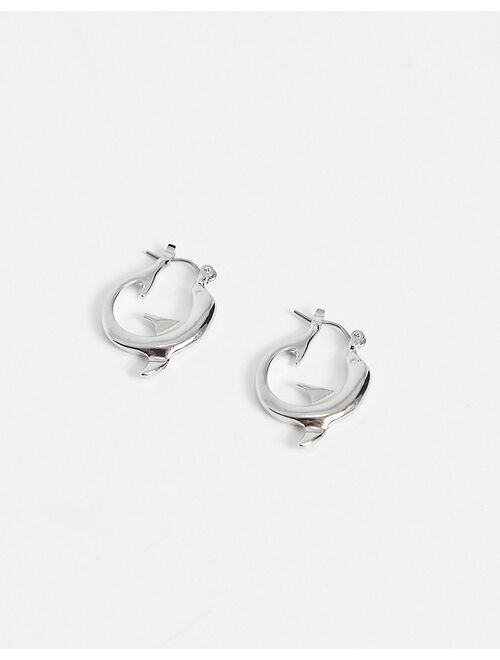 DesignB London dolphin hoop earrings in silver tone