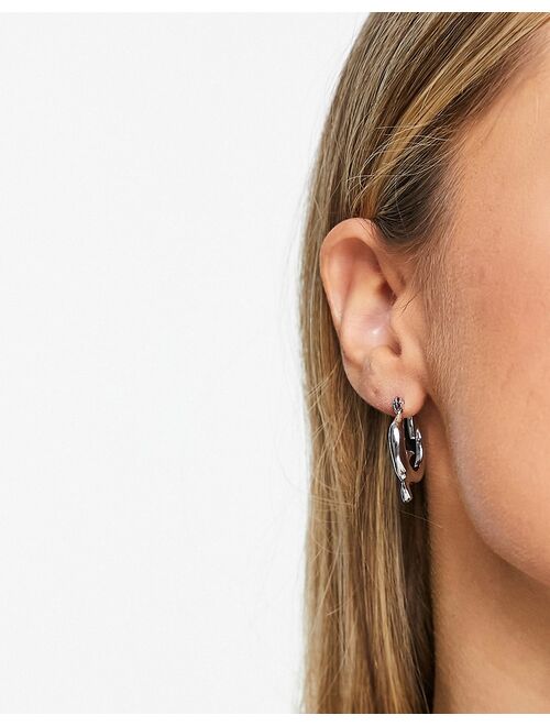 DesignB London dolphin hoop earrings in silver tone