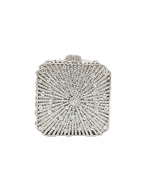 Boutique De FGG Cute Women Crystal Box Clutch Evening Bags Wedding Party Cocktail Rhinestone Handbags and Purses