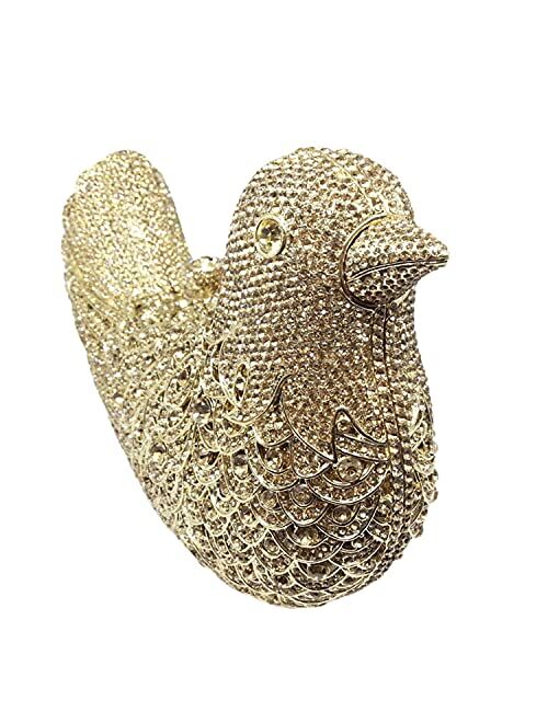 Boutique De FGG Bird Clutch Bags For Women Crystal Evening Bag Rhinestone Wedding Handbag Party Purse