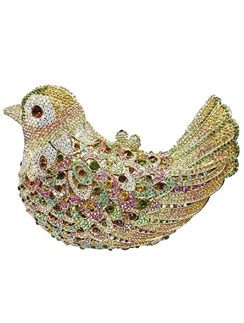 Boutique De FGG Bird Clutch Bags For Women Crystal Evening Bag Rhinestone Wedding Handbag Party Purse