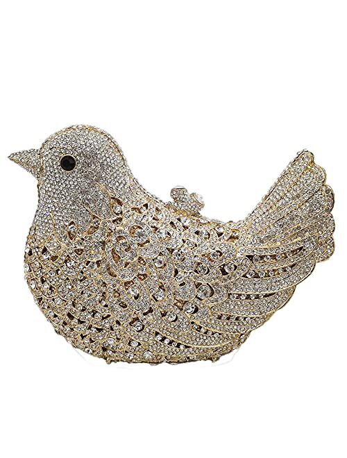 Boutique De FGG Bird Clutch Bags For Women Crystal Evening Bag Rhinestone Wedding Handbag Party Purse