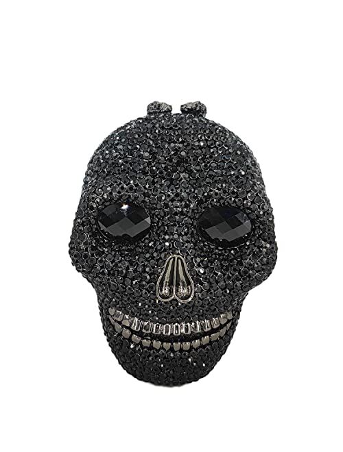 Boutique De FGG Halloween Novelty Skull Clutch Women Evening Bags Party Cocktail Crystal Purses and Handbags