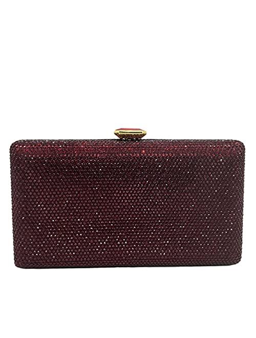 Boutique De FGG Elegant Women Box Clutch Crystal Evening Bags Wedding Handbags Bridal Purse