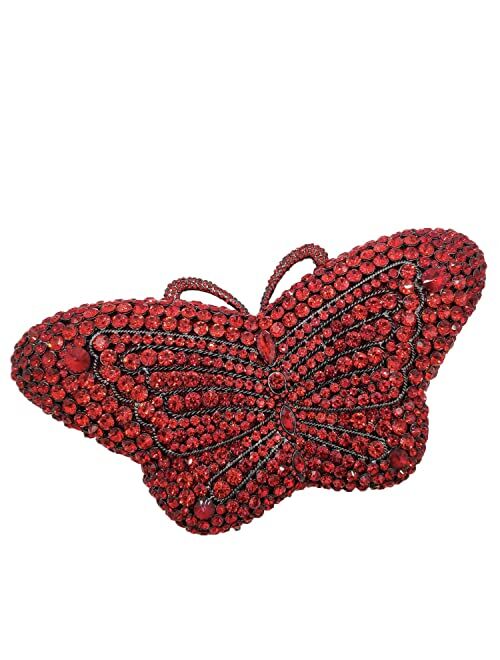 Boutique De FGG Butterfly Clutch Women Crystal Evening Bags Wedding Party Rhinestone Minaudiere Handbags Party Purse