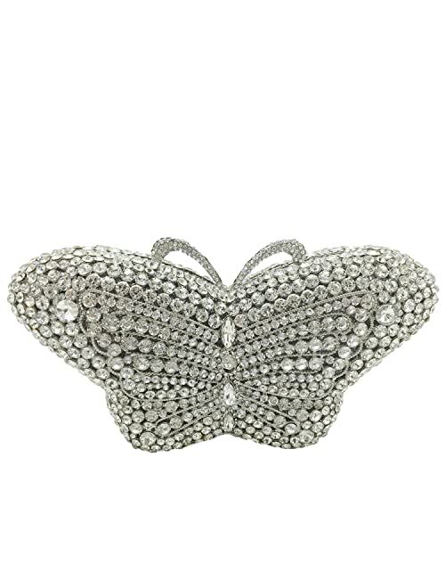 Boutique De FGG Butterfly Clutch Women Crystal Evening Bags Wedding Party Rhinestone Minaudiere Handbags Party Purse