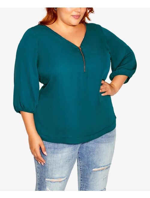 City Chic Trendy Plus Size Sexy Fling Elbow Sleeve Top